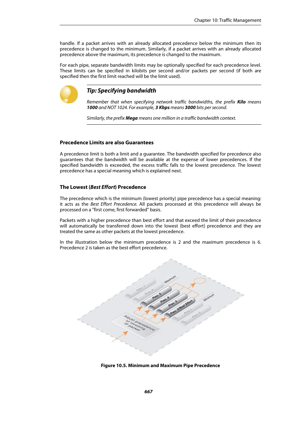 Minimum and maximum pipe precedence, Tip: specifying bandwidth | Amer Networks E5Web GUI User Manual | Page 667 / 777