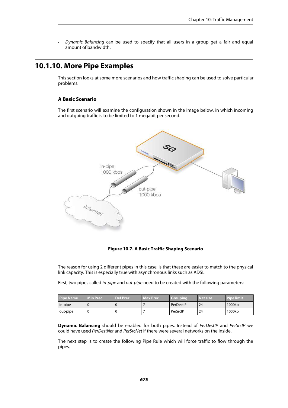 More pipe examples, A basic traffic shaping scenario | Amer Networks E5Web GUI User Manual | Page 675 / 777