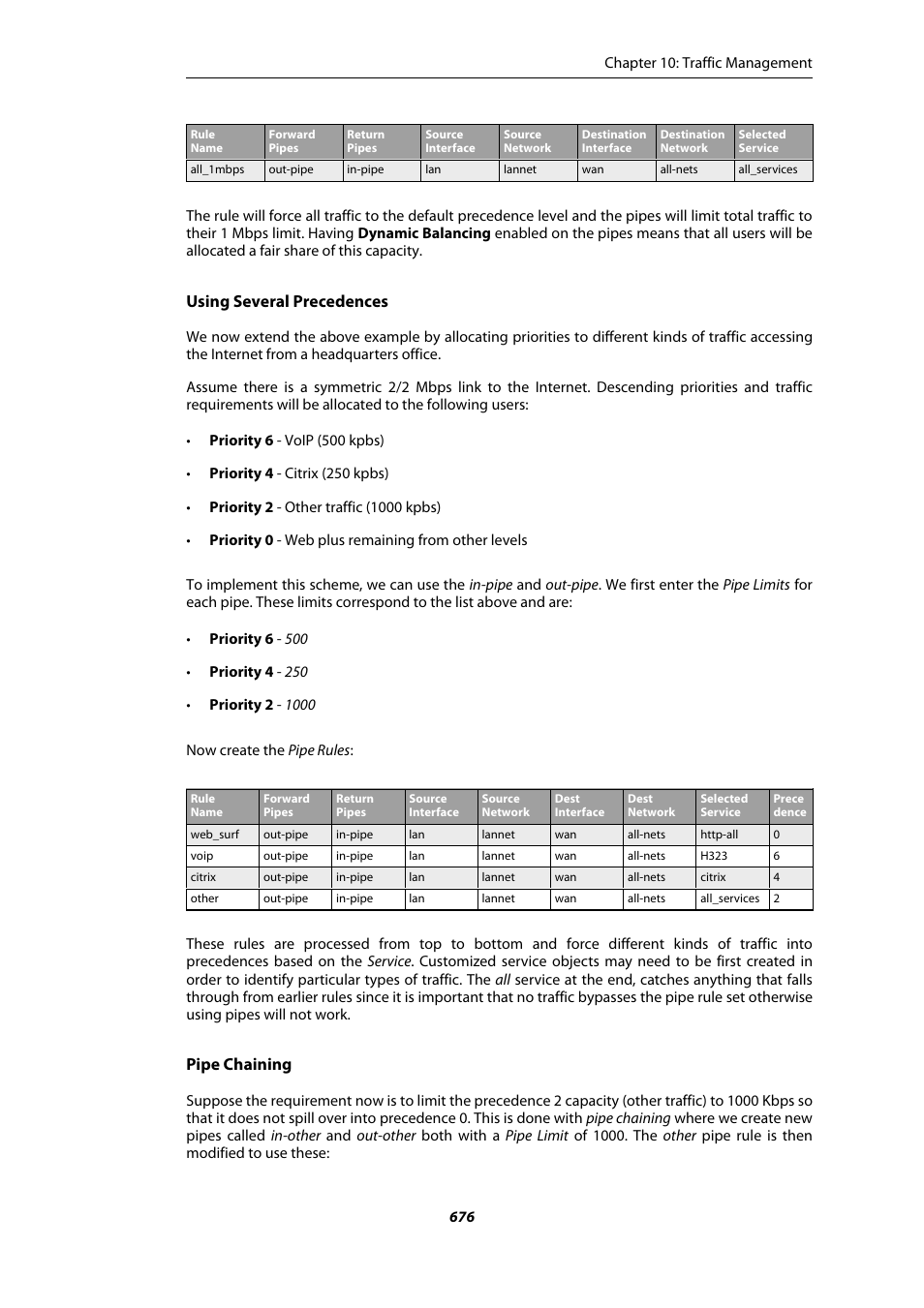 Using several precedences, Pipe chaining | Amer Networks E5Web GUI User Manual | Page 676 / 777