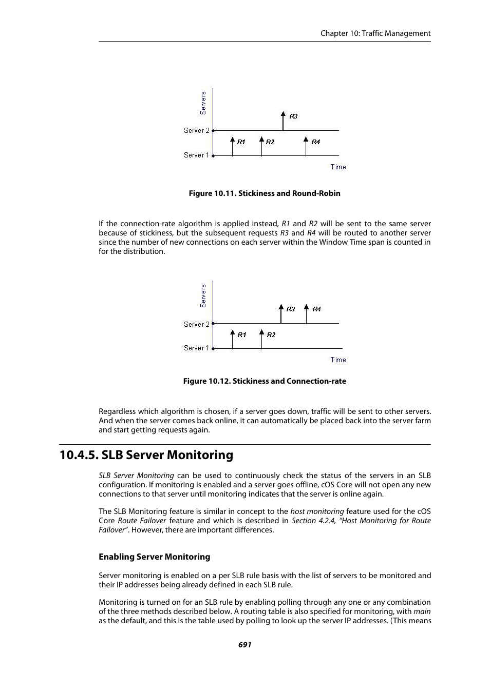 Slb server monitoring, Stickiness and round-robin, Stickiness and connection-rate | Amer Networks E5Web GUI User Manual | Page 691 / 777