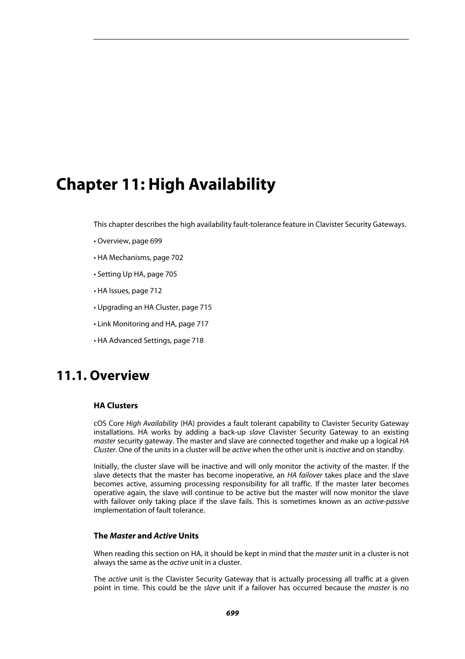 Chapter 11: high availability, Overview, High availability | Chapter 11, high availability | Amer Networks E5Web GUI User Manual | Page 699 / 777