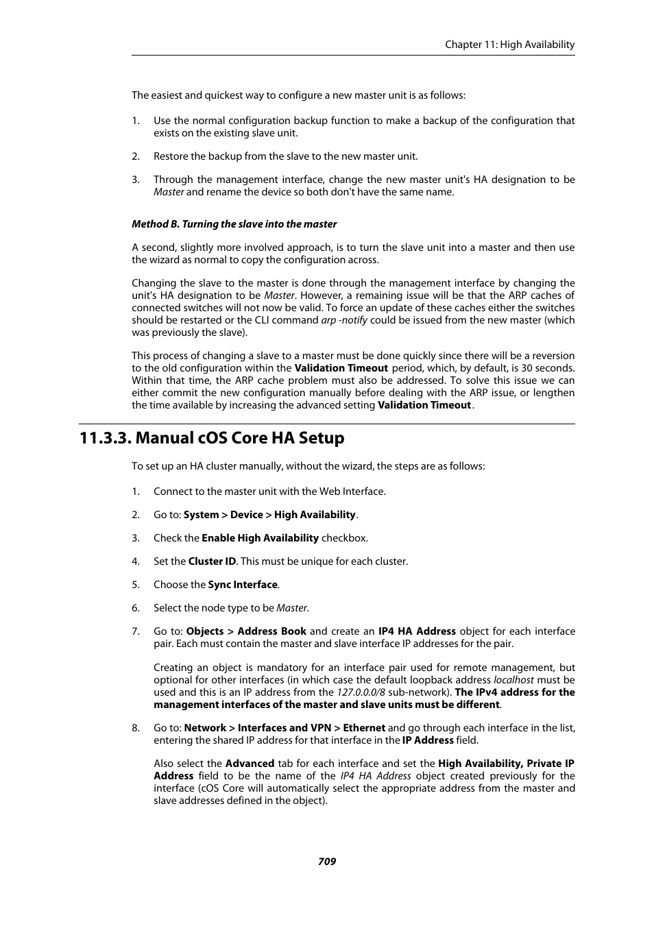 Manual cos core ha setup, Section 11.3.3, “manual cos core ha setup | Amer Networks E5Web GUI User Manual | Page 709 / 777