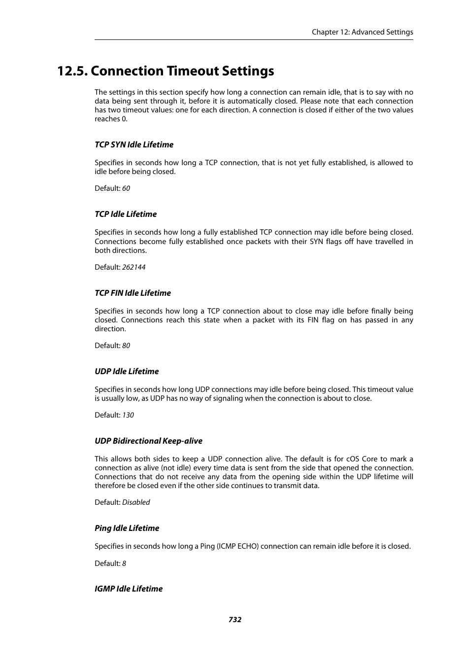 Connection timeout settings | Amer Networks E5Web GUI User Manual | Page 732 / 777