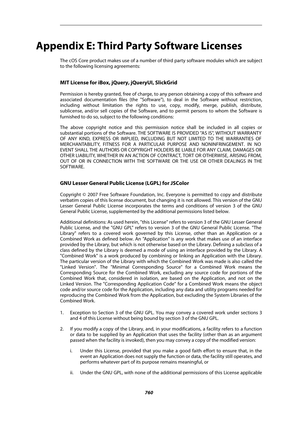 Appendix e: third party software licenses, E. third party software licenses | Amer Networks E5Web GUI User Manual | Page 760 / 777