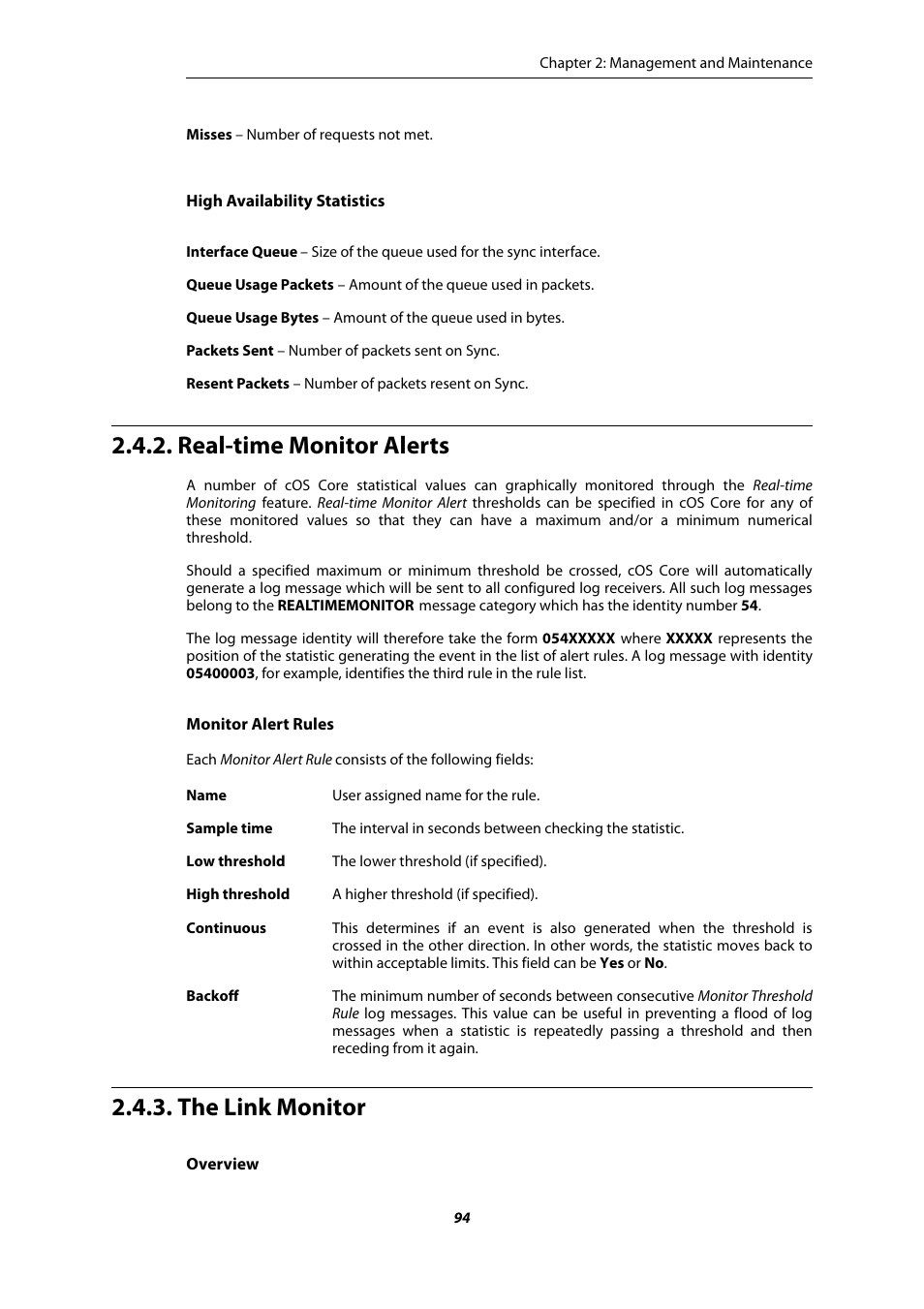 Real-time monitor alerts, The link monitor | Amer Networks E5Web GUI User Manual | Page 94 / 777