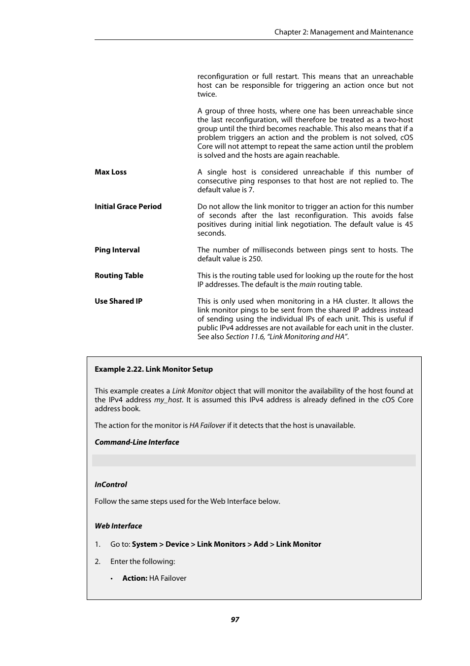 Link monitor setup | Amer Networks E5Web GUI User Manual | Page 97 / 777
