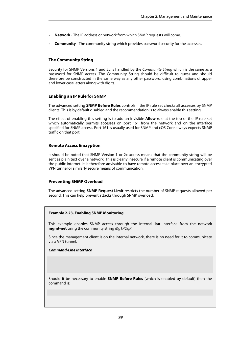 Enabling snmp monitoring | Amer Networks E5Web GUI User Manual | Page 99 / 777