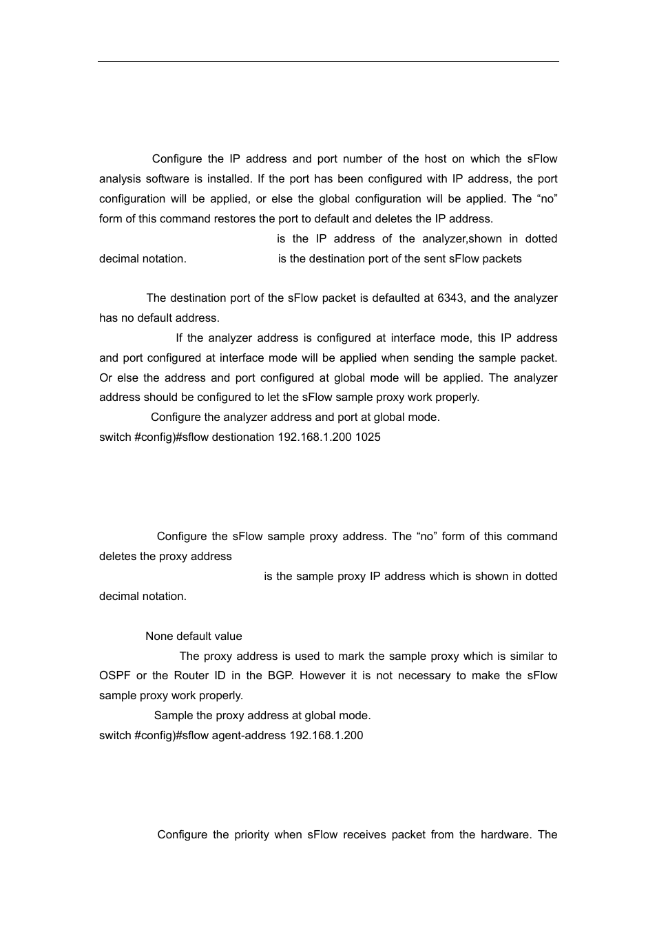 1 sflow destionation, 2 sflow agent-address, 3 sflow priority | Accton Technology ES4626 User Manual | Page 112 / 853