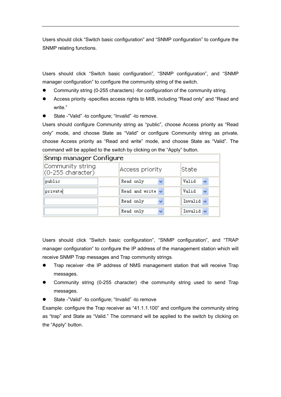 1 snmp manager configuration, 2 trap manager configuration | Accton Technology ES4626 User Manual | Page 122 / 853