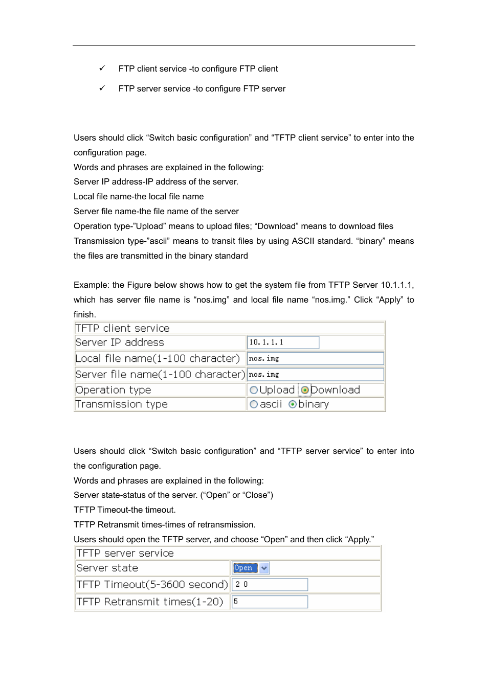 1 tftp client configuration, 2 tftp server configuration | Accton Technology ES4626 User Manual | Page 125 / 853