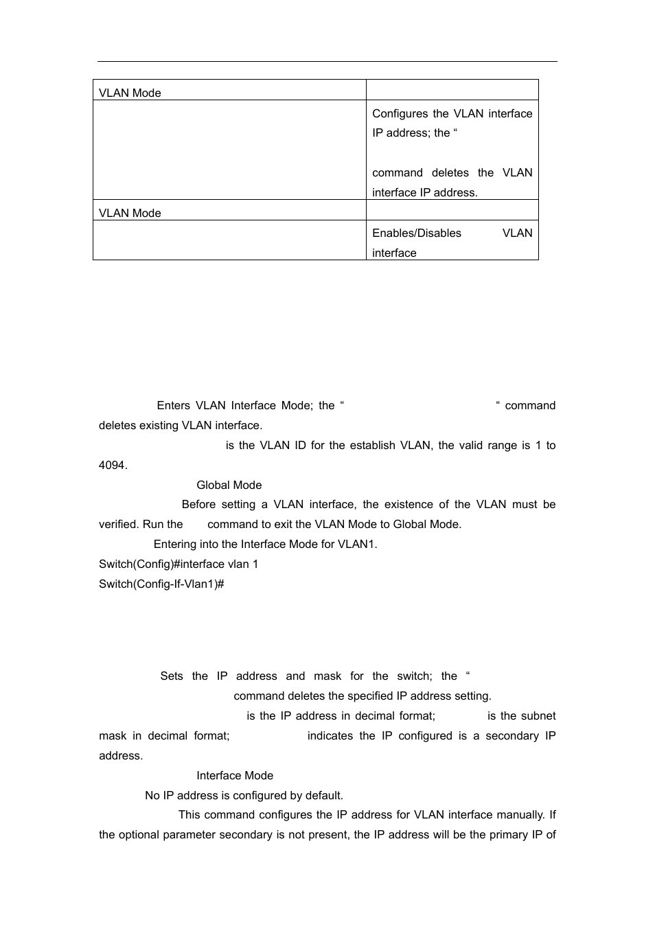 2 commands for vlan interface, 1 interface vlan, 2 ip address | Accton Technology ES4626 User Manual | Page 141 / 853
