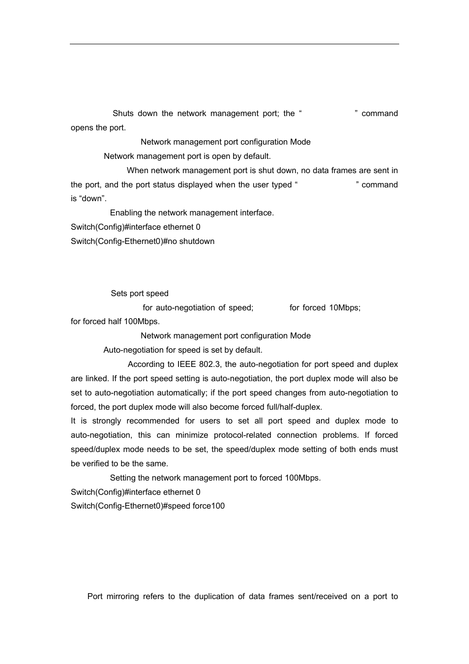 5 shutdown, 6 speed, 3 port mirroring configuration | 1 introduction to port mirroring, Irroring, Onfiguration | Accton Technology ES4626 User Manual | Page 145 / 853