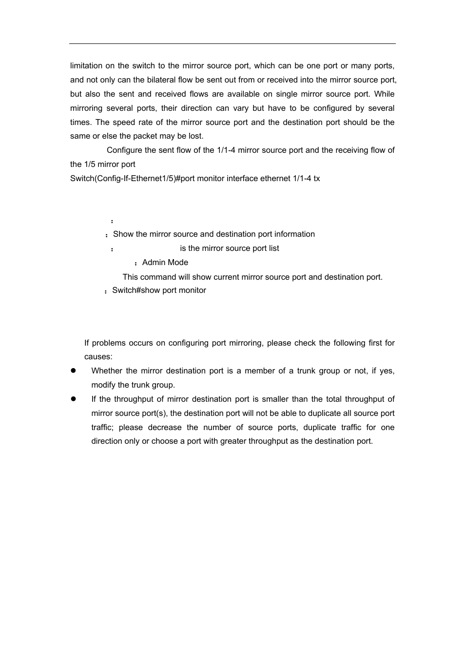2 show port monitor, 4 device mirroring troubleshooting | Accton Technology ES4626 User Manual | Page 147 / 853