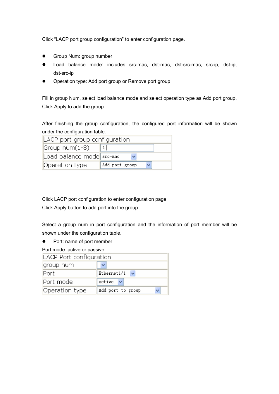 2 lacp port configuration | Accton Technology ES4626 User Manual | Page 165 / 853