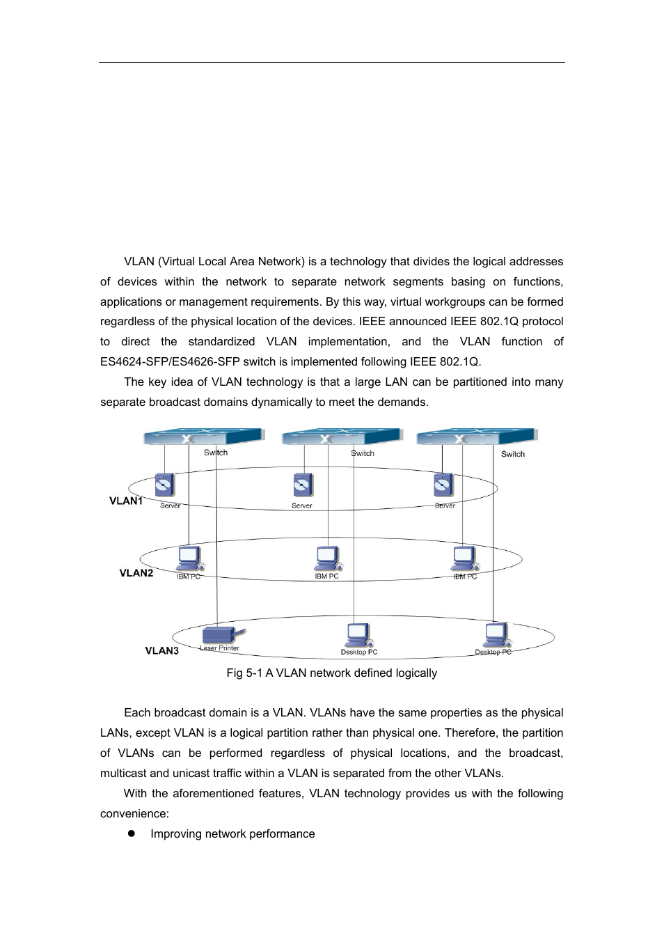 Chapter 5 vlan configuration, 1 vlan configuration, 1 introduction to vlan | Vlan, Onfiguration | Accton Technology ES4626 User Manual | Page 166 / 853