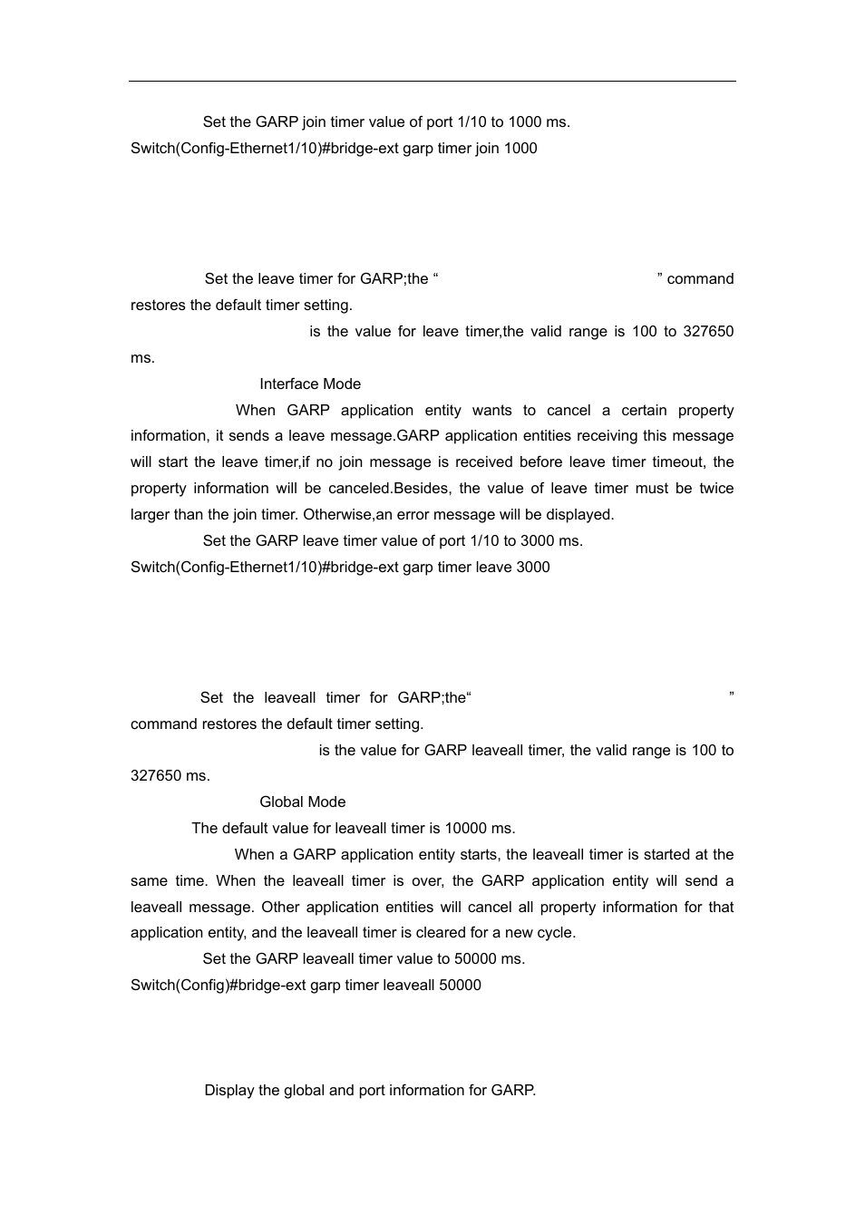 5 bridge-ext garp timer leave, 6 bridge-ext garp timer leaveall, 7 show garp timer | Accton Technology ES4626 User Manual | Page 179 / 853