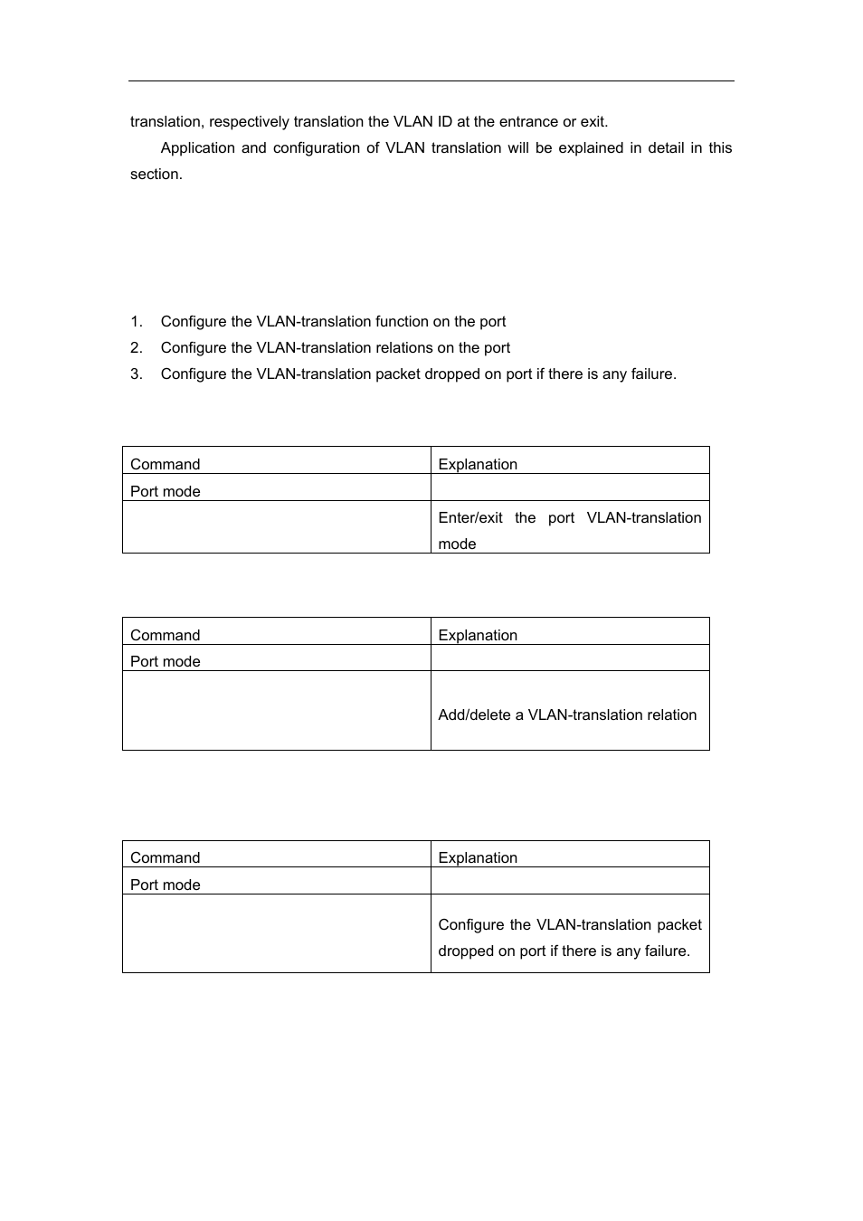2 vlan-translation configuration, 1 configuration task sequence of vlan-translation, 3 commands for vlan-translation configuration | 1 show vlan-translation | Accton Technology ES4626 User Manual | Page 188 / 853