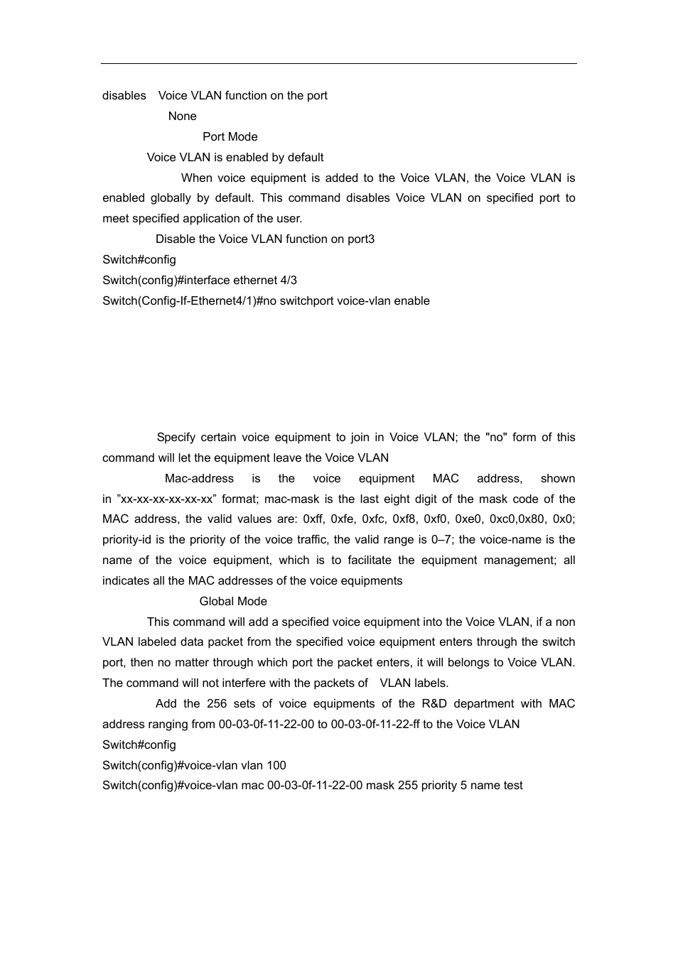 3 voice-vlan, 4 voice-vlan vlan | Accton Technology ES4626 User Manual | Page 203 / 853