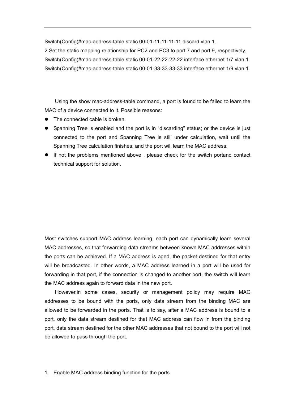 4 troubleshooting, 5 mac address function extension, 1 mac address binding | 1 introduction to mac address binding, 2 mac address binding configuration task list, Roubleshooting, Ddress, Unction, Xtension | Accton Technology ES4626 User Manual | Page 211 / 853