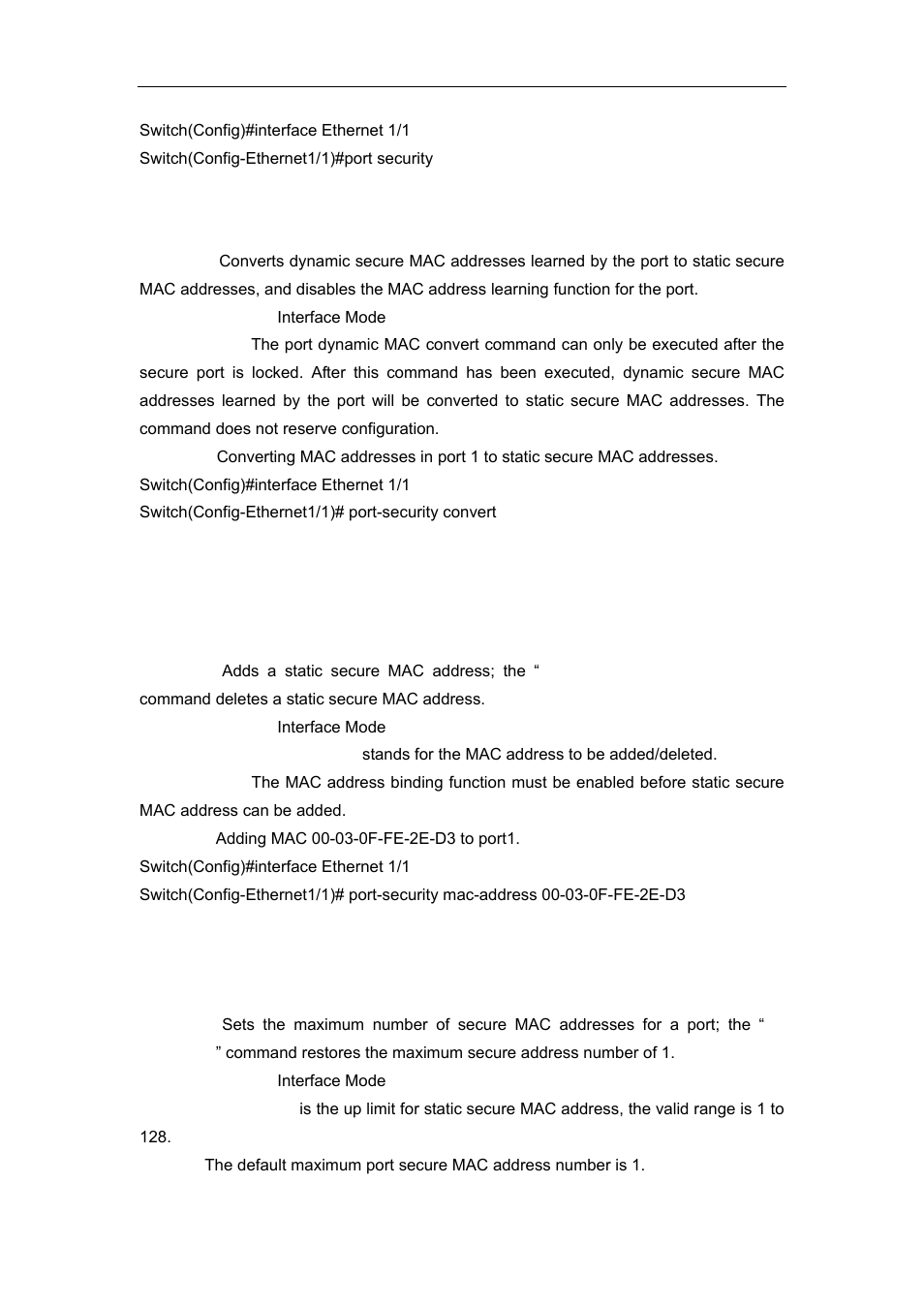 3 port-security convert, 4 port-security mac-address, 5 port-security maximum | Accton Technology ES4626 User Manual | Page 214 / 853