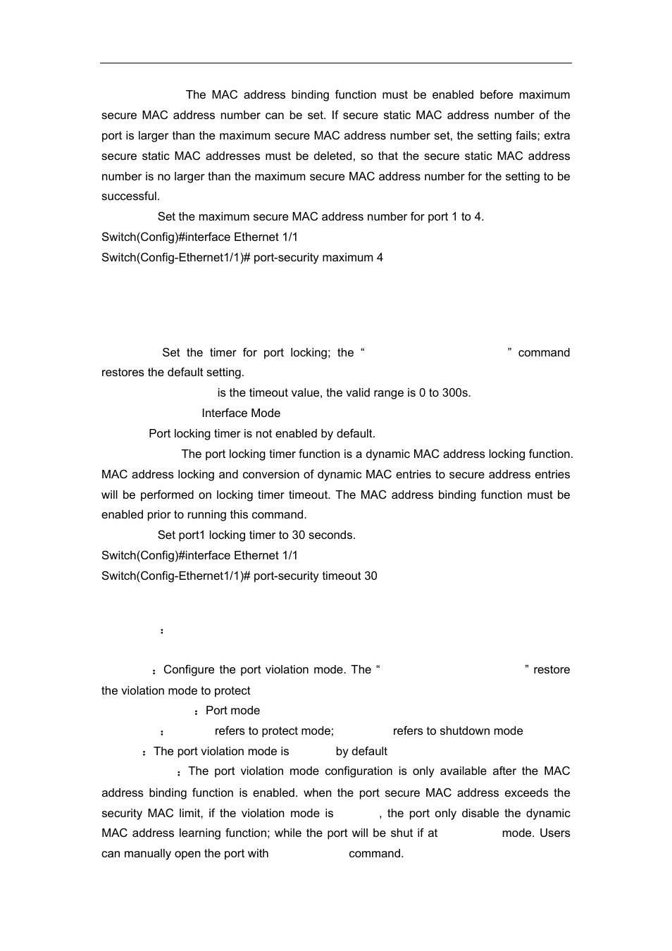 6 port-security timeout, 7 port-security violation | Accton Technology ES4626 User Manual | Page 215 / 853
