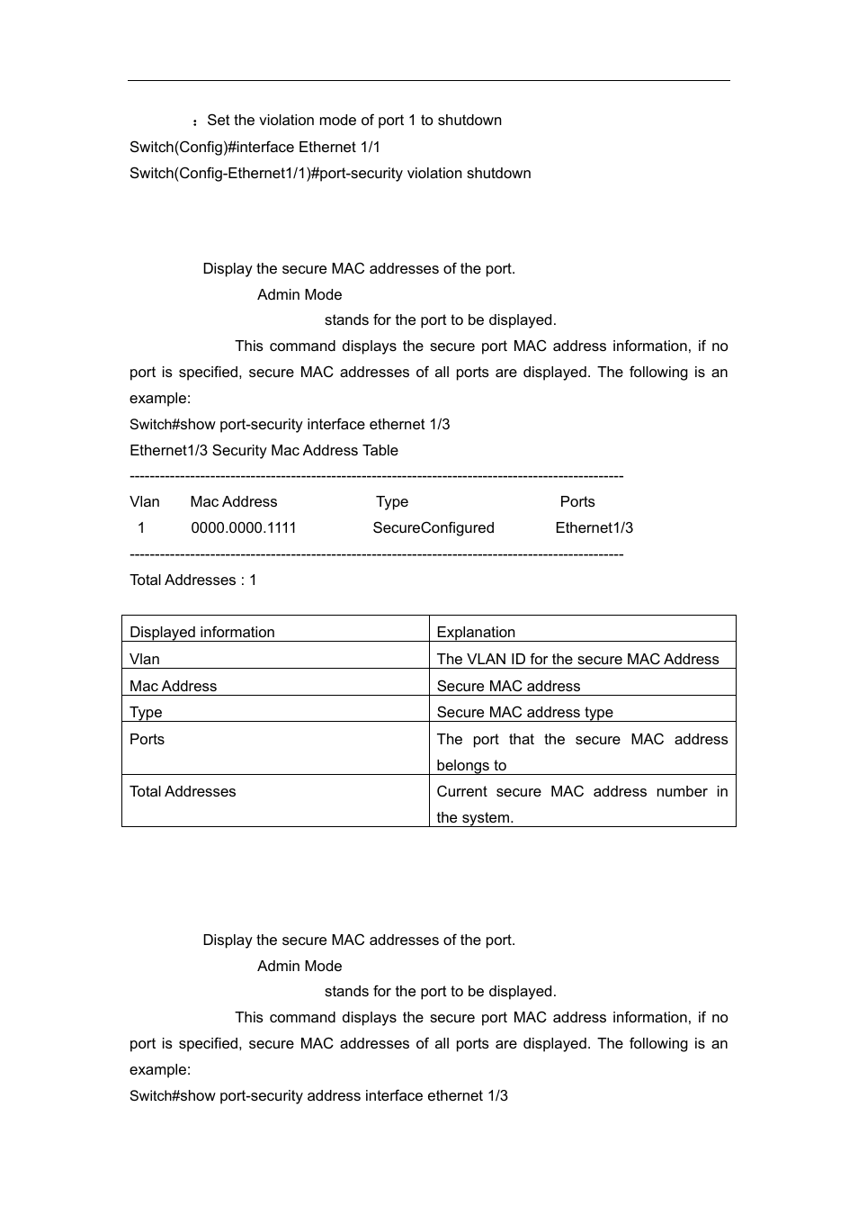 8 show port-security, 9 show port-security address | Accton Technology ES4626 User Manual | Page 216 / 853