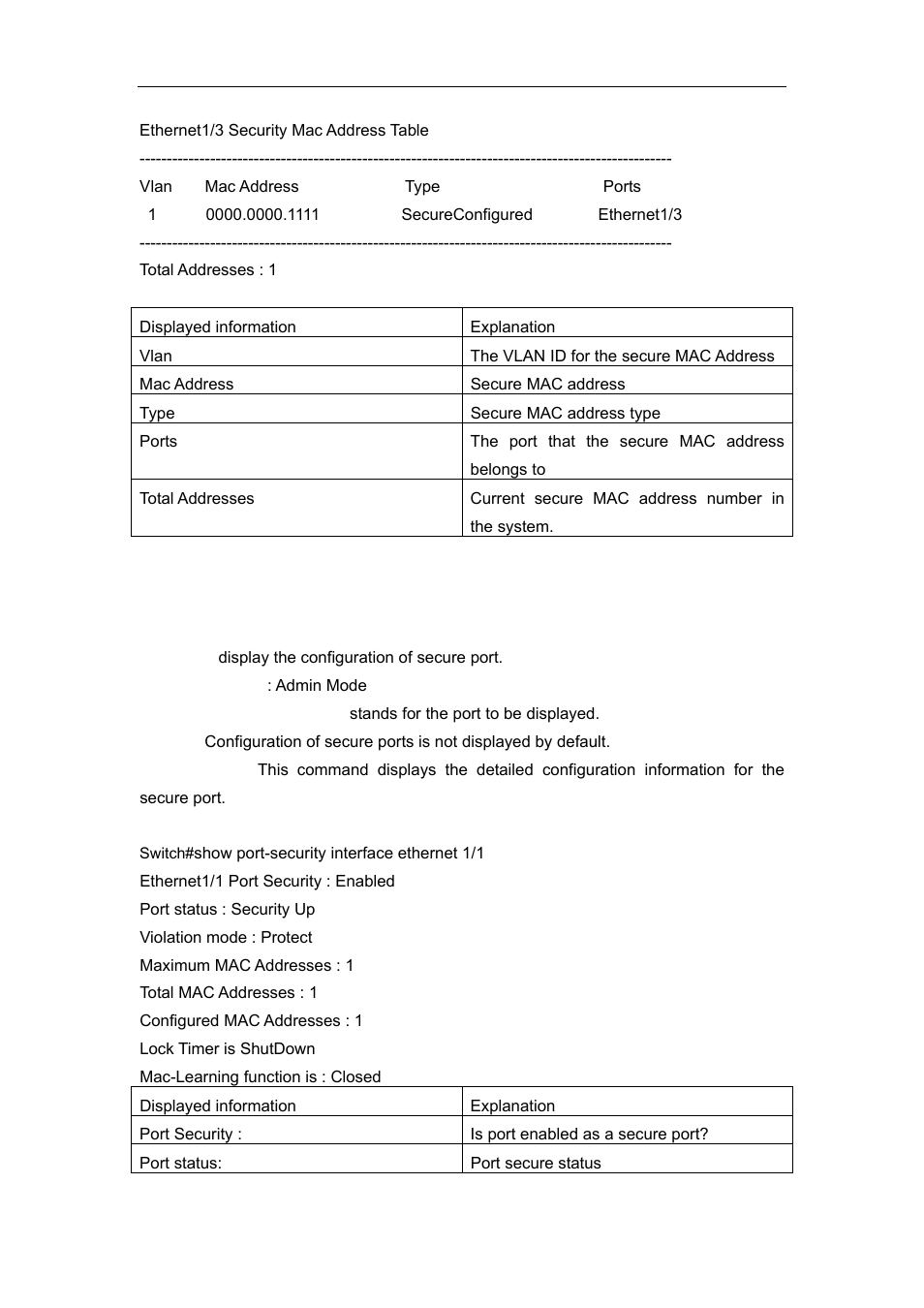 10 show port-security interface | Accton Technology ES4626 User Manual | Page 217 / 853