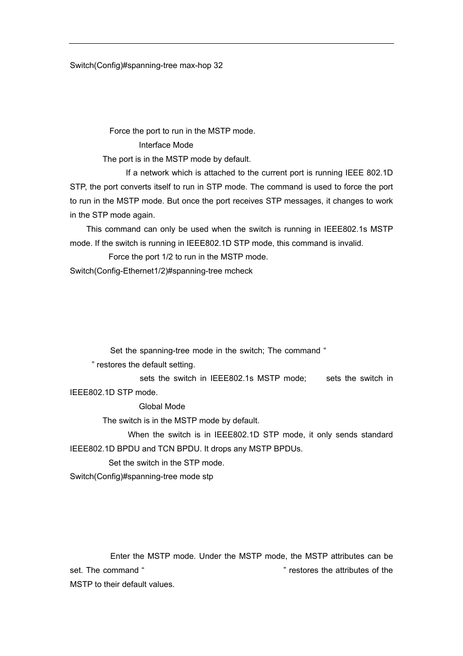 13 spanning-tree mcheck, 14 spanning-tree mode, 15 spanning-tree mst configuration | Accton Technology ES4626 User Manual | Page 231 / 853