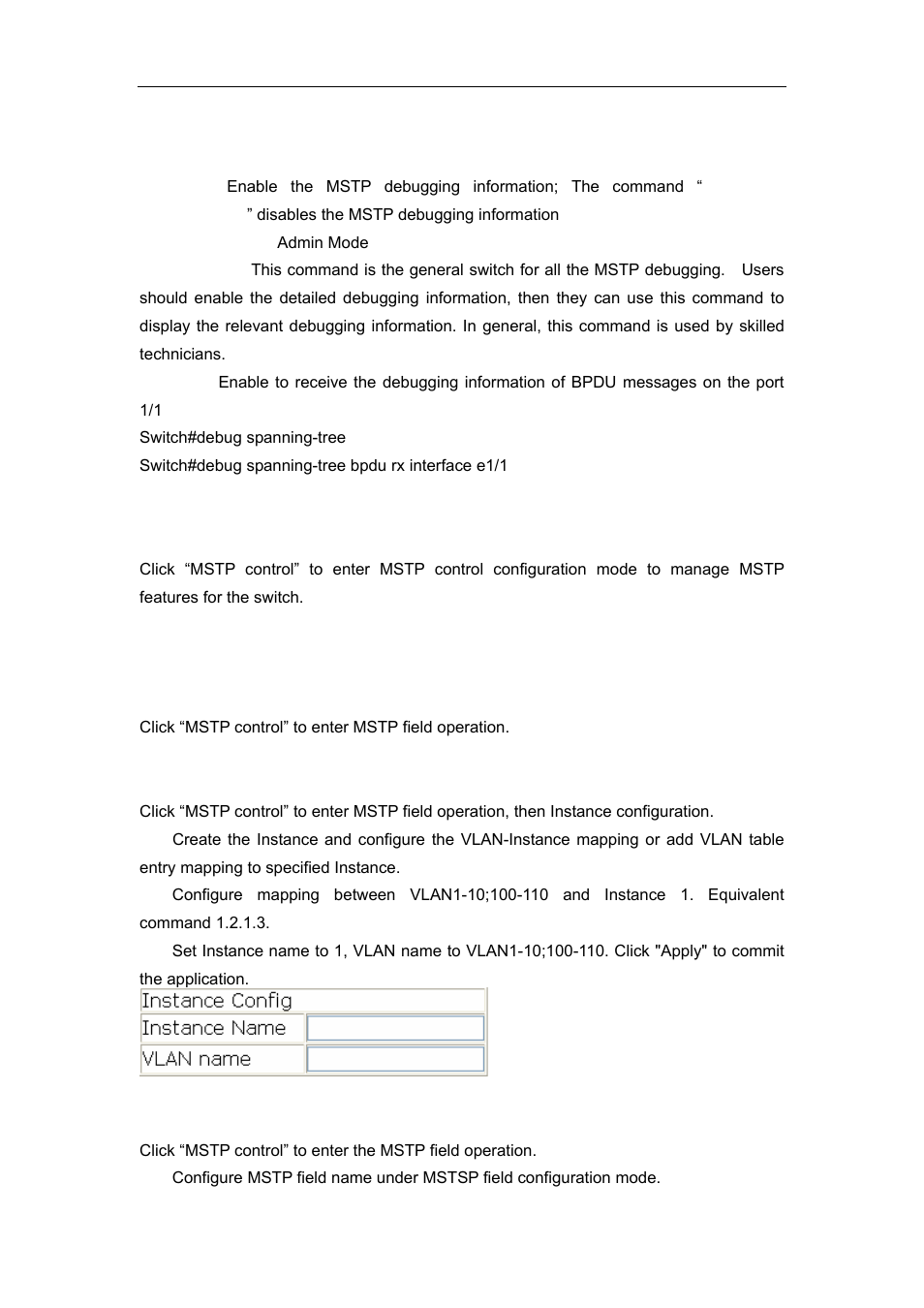 6 web management, 1 mstp field operation, 1 instance configuration | 2 field operation, Anagement | Accton Technology ES4626 User Manual | Page 245 / 853