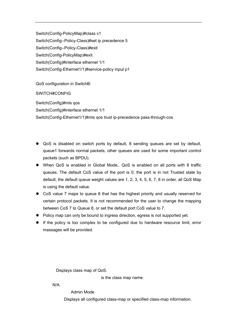 5 qos troubleshooting, 1 commands for monitor and debug, 1 show class-map | Accton Technology ES4626 User Manual | Page 271 / 853