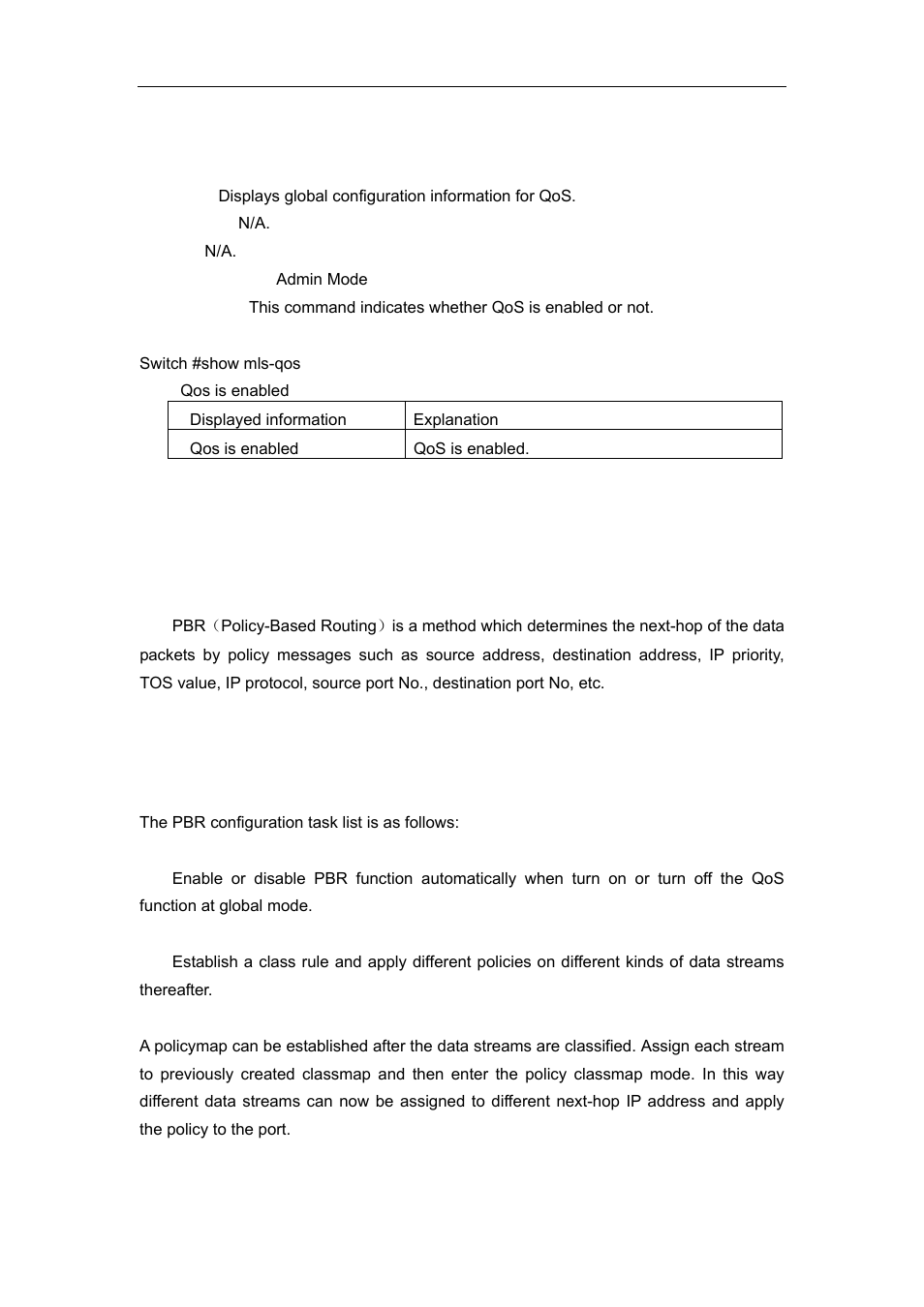 6 show mls-qos, 2 pbr configuration, 1 introduction to pbr | Onfiguration | Accton Technology ES4626 User Manual | Page 276 / 853