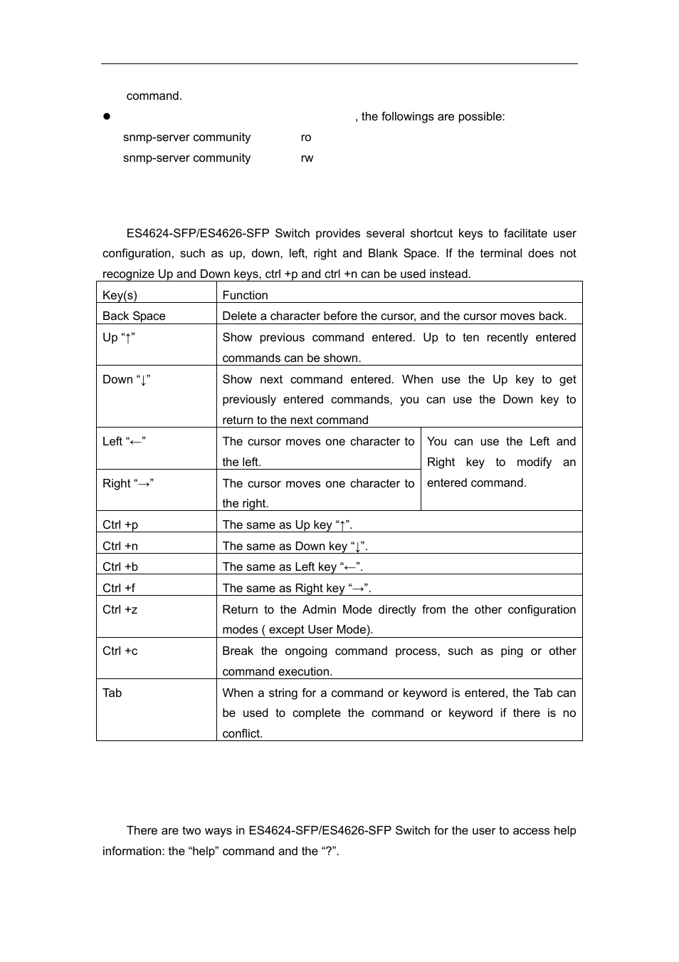 4 shortcut key support, 5 help function | Accton Technology ES4626 User Manual | Page 30 / 853