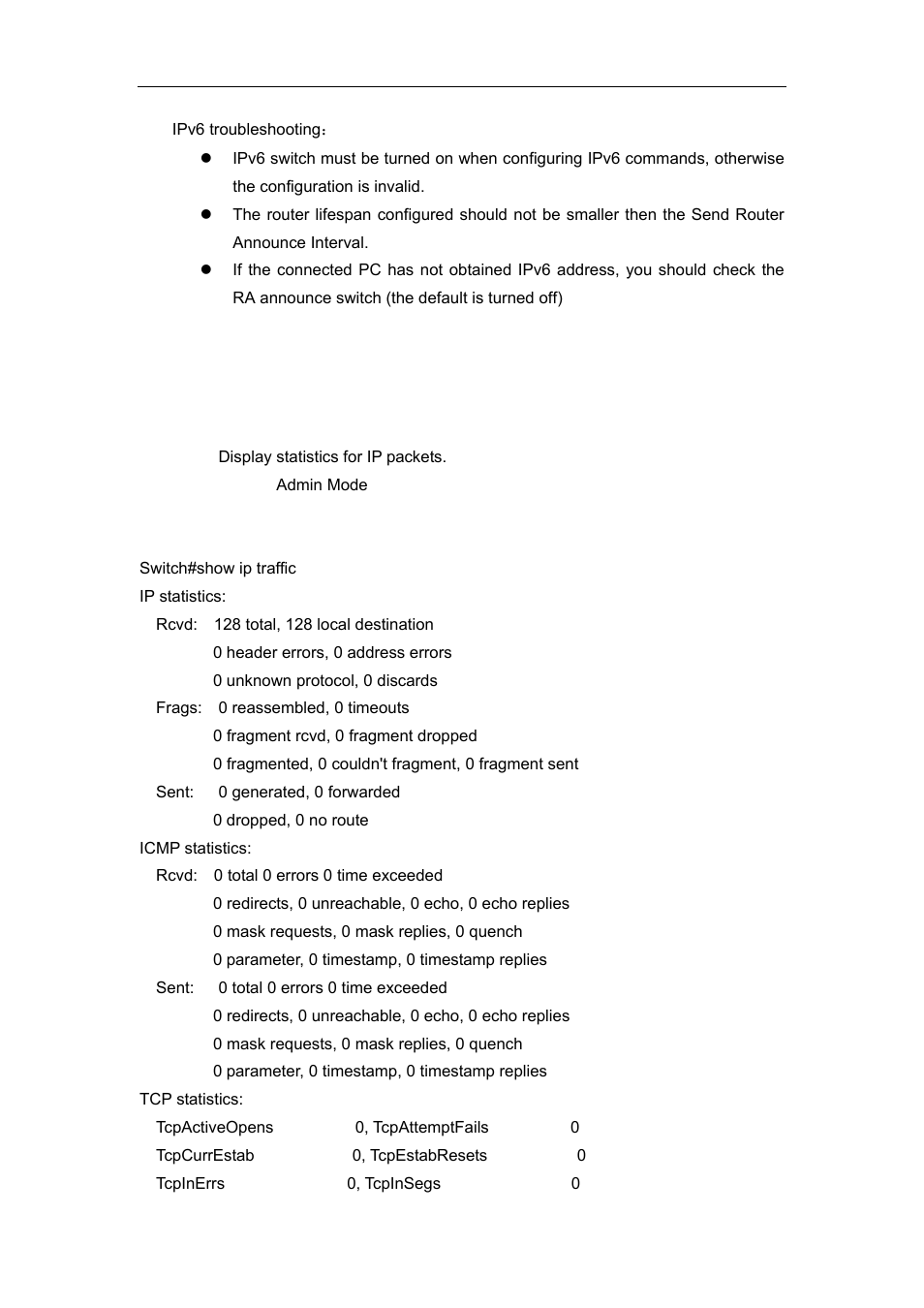 1 commands for monitor and debug, 1 show ip traffic | Accton Technology ES4626 User Manual | Page 301 / 853