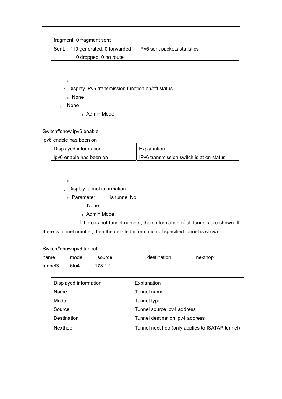 11 show ipv6 enable, 12 show ipv6 tunnel | Accton Technology ES4626 User Manual | Page 310 / 853