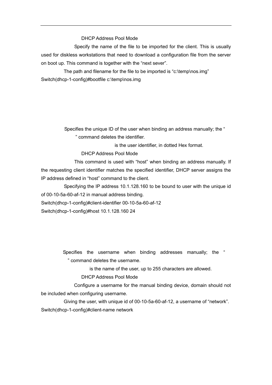 2 client-identifier, 3 client-name, 4 default-router | Accton Technology ES4626 User Manual | Page 323 / 853
