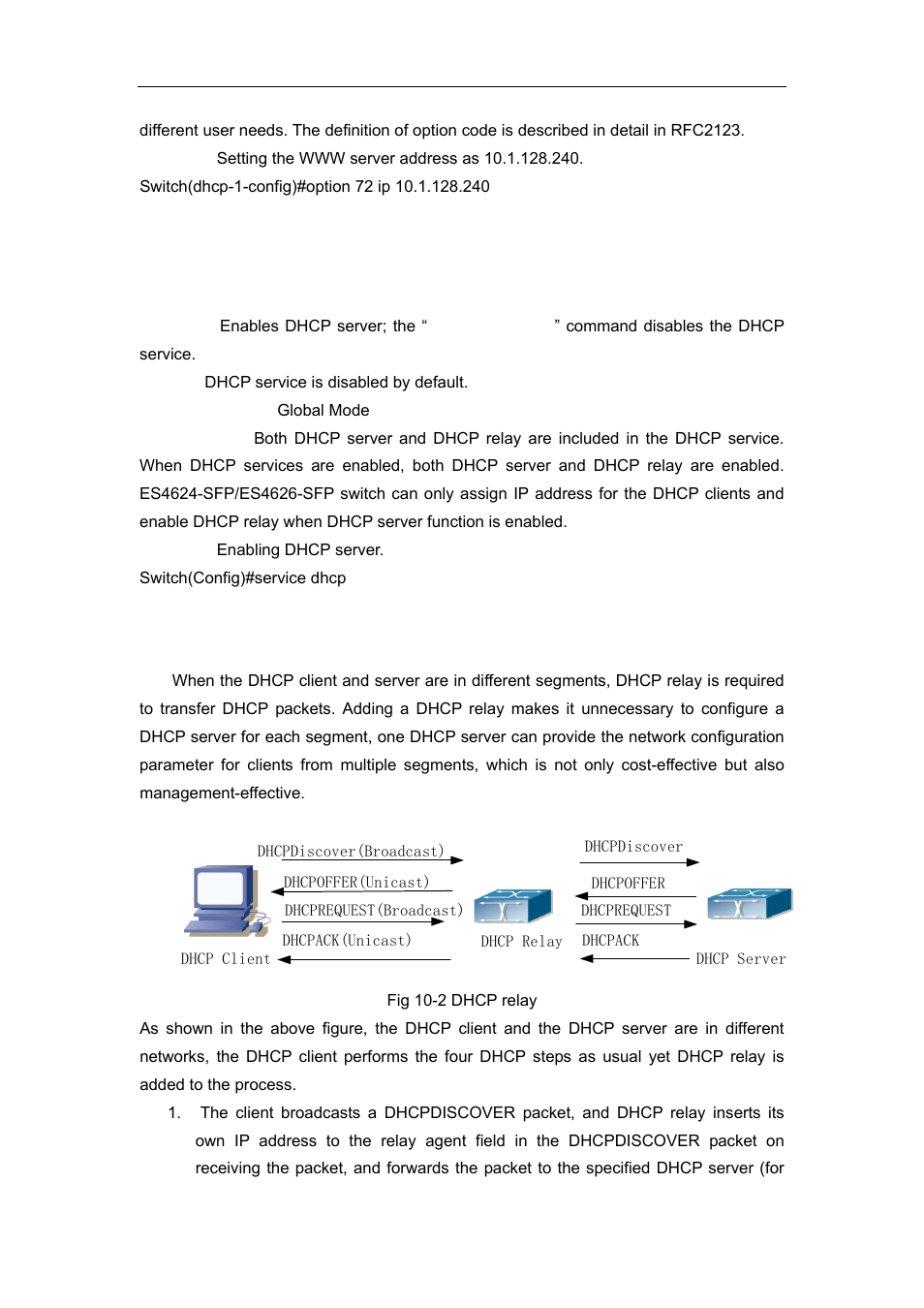 19 service dhcp, 3 dhcp relay configuration, Dhcp | Elay, Onfiguration | Accton Technology ES4626 User Manual | Page 330 / 853