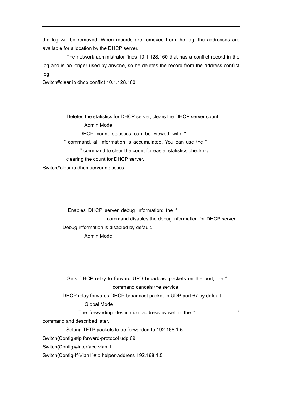 3 clear ip dhcp server statistics, 4 debug ip dhcp server, 5 ip forward-protocol udp | Accton Technology ES4626 User Manual | Page 333 / 853