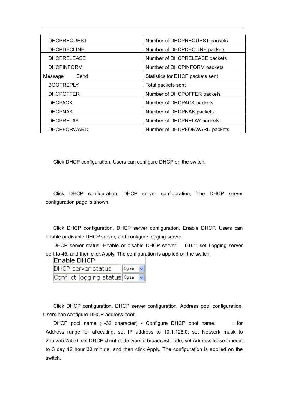 6 web management, 1 dhcp server configuration, 1 enable dhcp | 2 address pool configuration, Anagement | Accton Technology ES4626 User Manual | Page 340 / 853