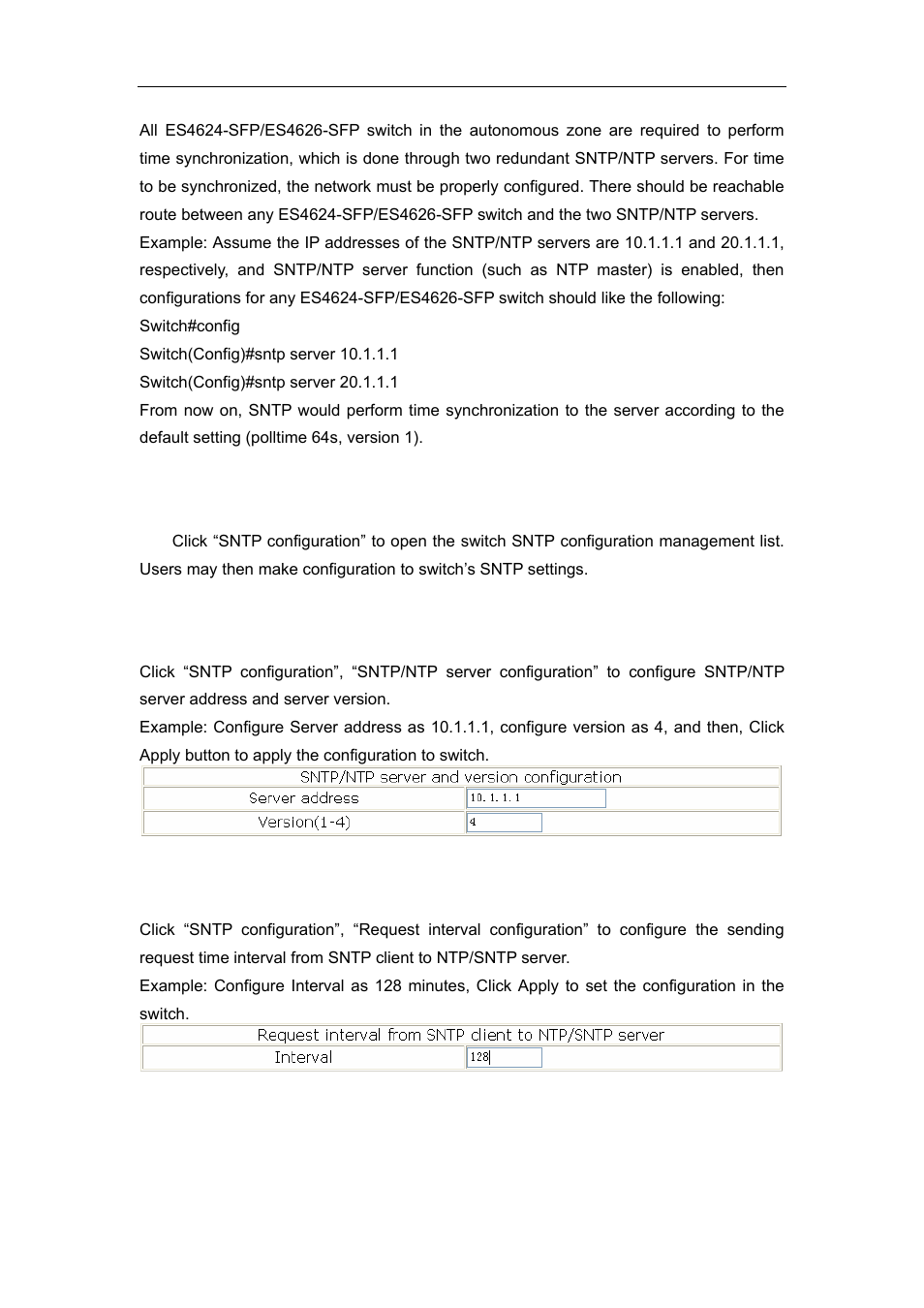 4 web management, 1 snmp/ntp server configuration, 2 request interval configuration | 3 time difference, Anagement | Accton Technology ES4626 User Manual | Page 350 / 853