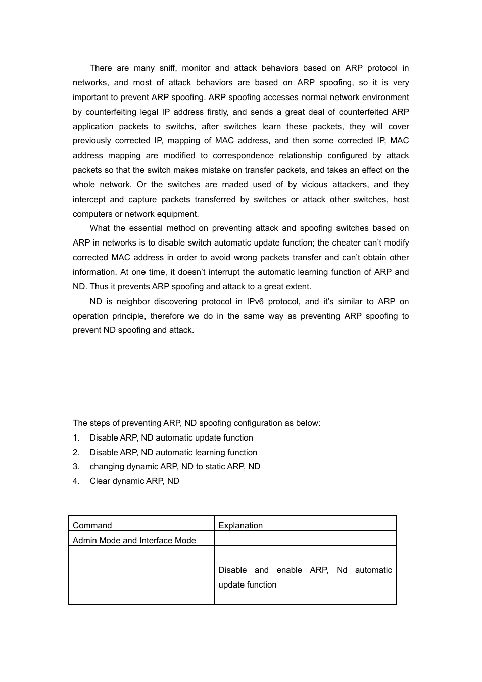 2 prevent arp, nd spoofing configuration, 1 prevent arp, nd spoofing configuration task list, Revent | Poofing configuration | Accton Technology ES4626 User Manual | Page 353 / 853