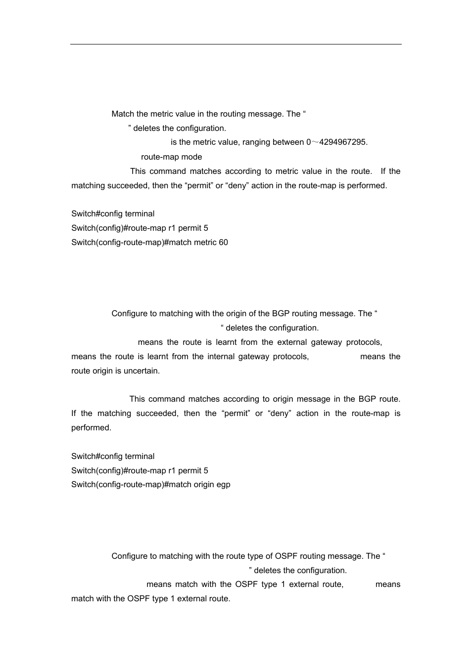 7 match metric, 8 match origin, 9 match route-type | Accton Technology ES4626 User Manual | Page 371 / 853