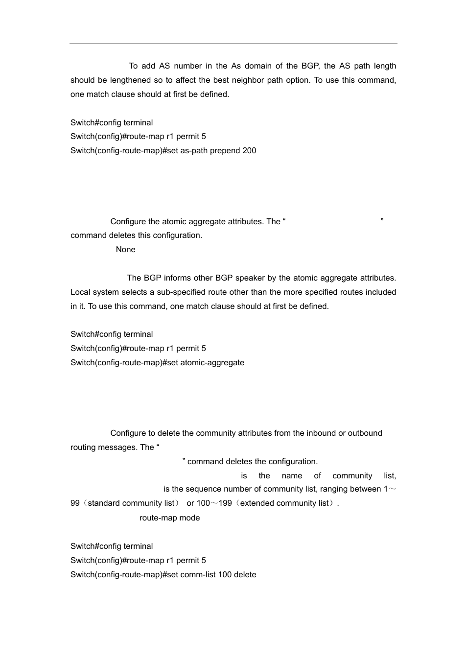 14 set atomic-aggregate, 15 set comm-list, 16 set community | Accton Technology ES4626 User Manual | Page 374 / 853