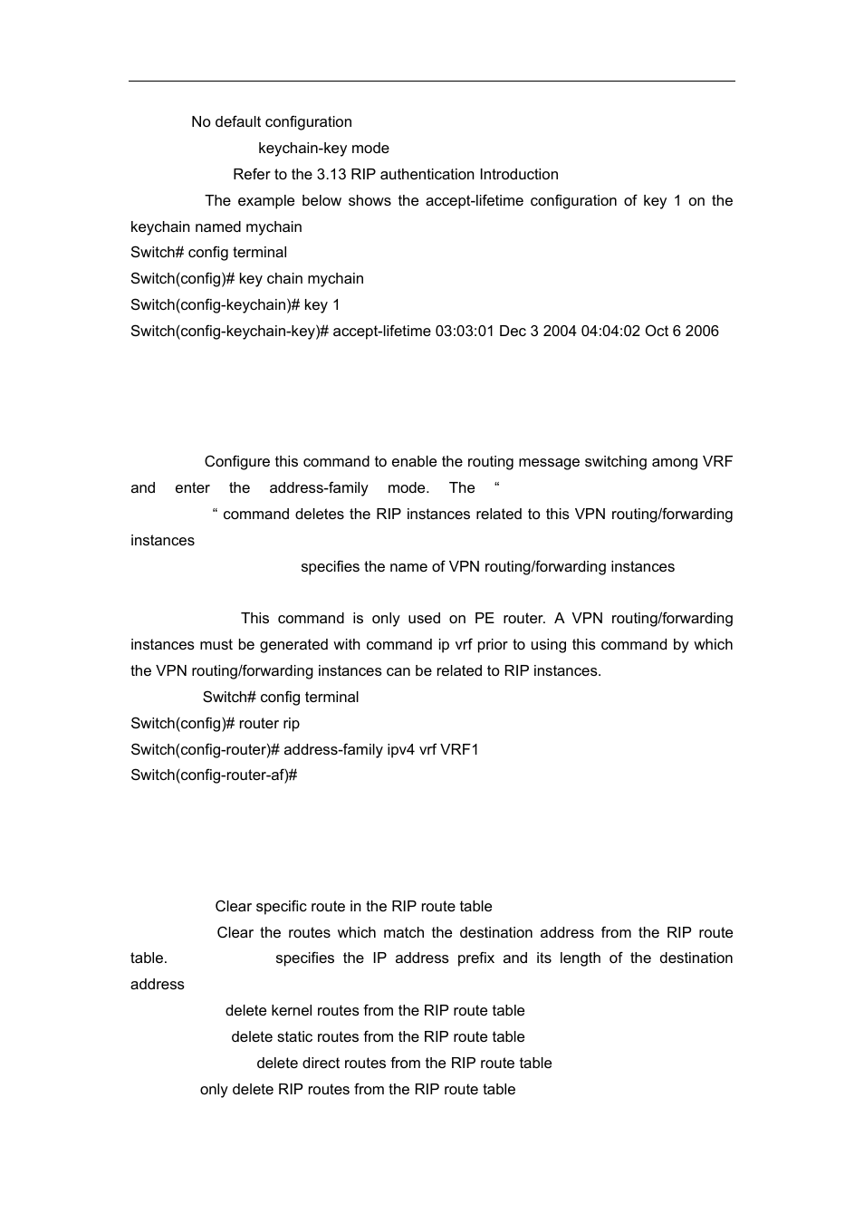 2 address-family ipv4, 3 clear ip rip route | Accton Technology ES4626 User Manual | Page 398 / 853