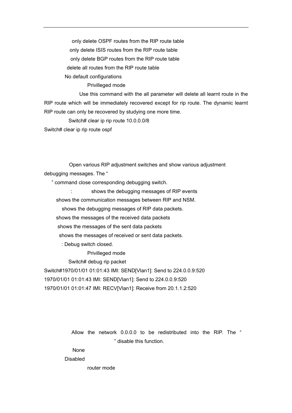 4 debug rip, 5 default-information originate | Accton Technology ES4626 User Manual | Page 399 / 853
