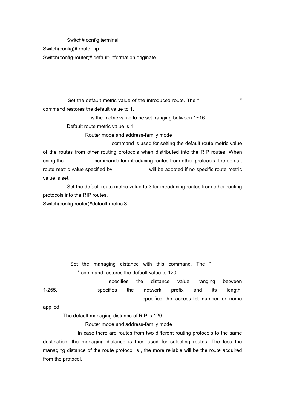 6 default-metric, 7 distance | Accton Technology ES4626 User Manual | Page 400 / 853