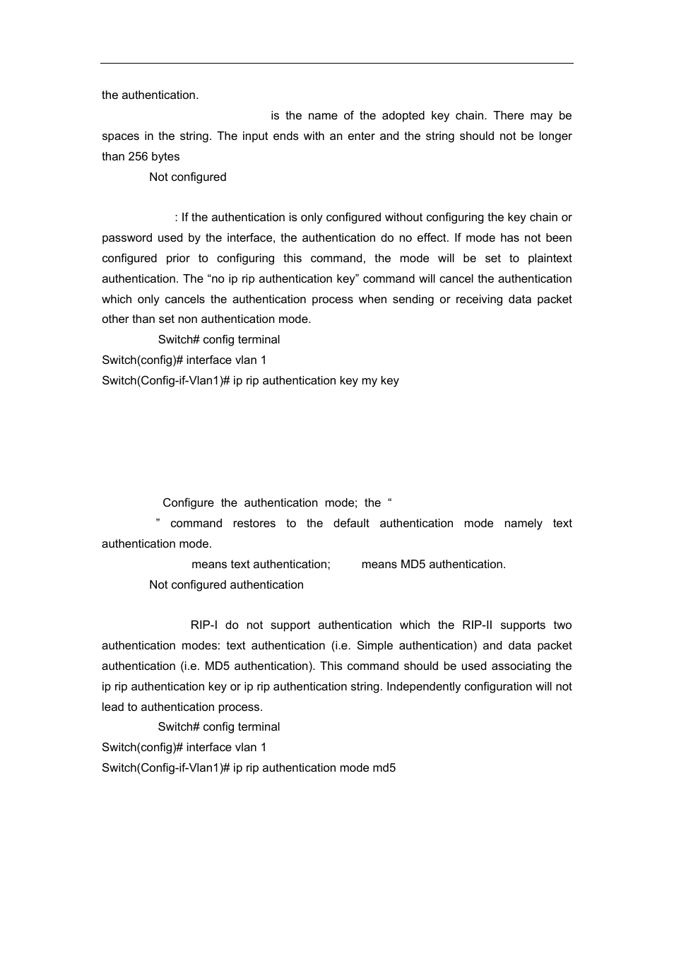 11 ip rip authentication mode, 12 ip rip authentication string | Accton Technology ES4626 User Manual | Page 402 / 853