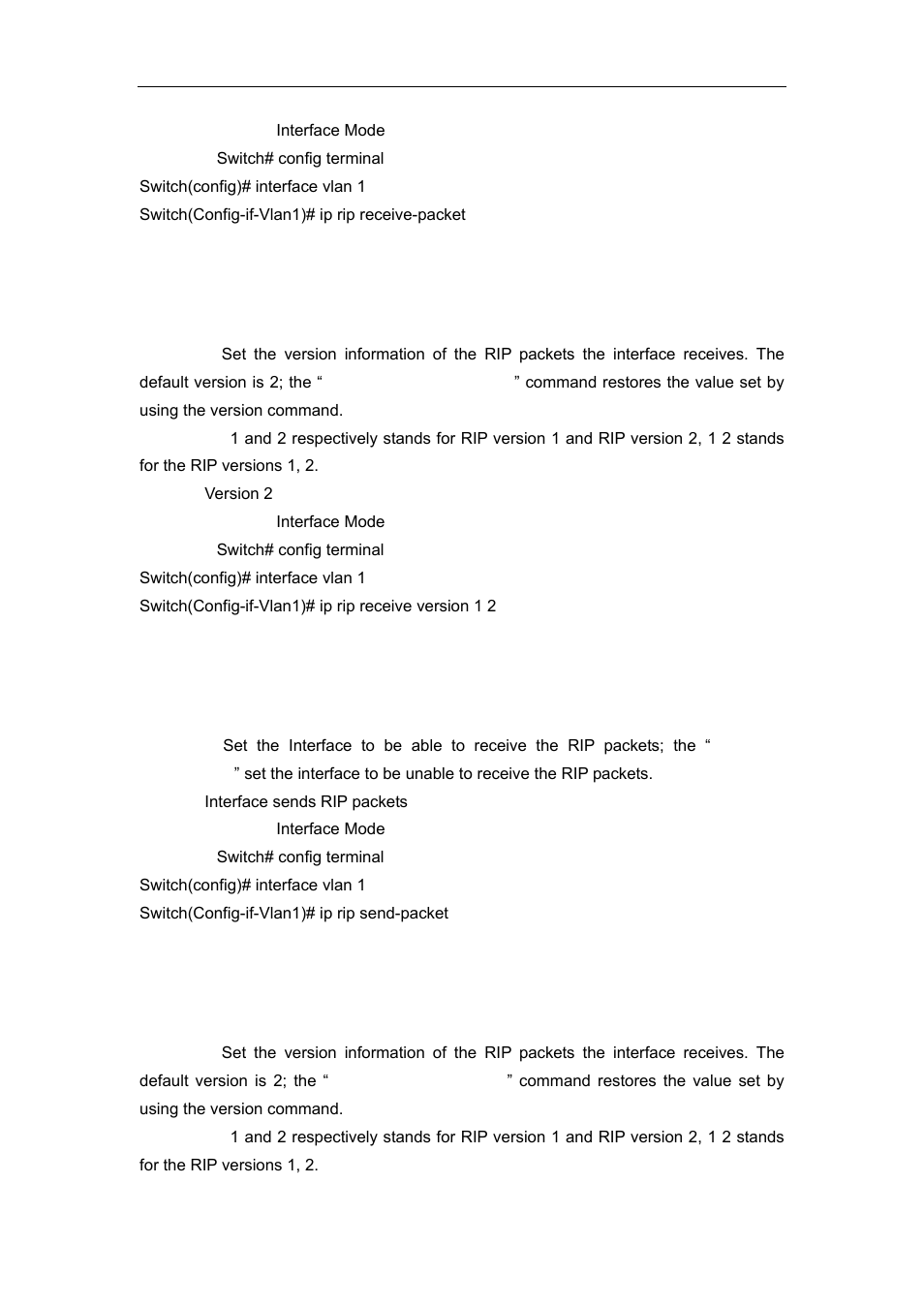 15 ip rip receive version, 16 ip rip send-packet, 17 ip rip send version | Accton Technology ES4626 User Manual | Page 404 / 853