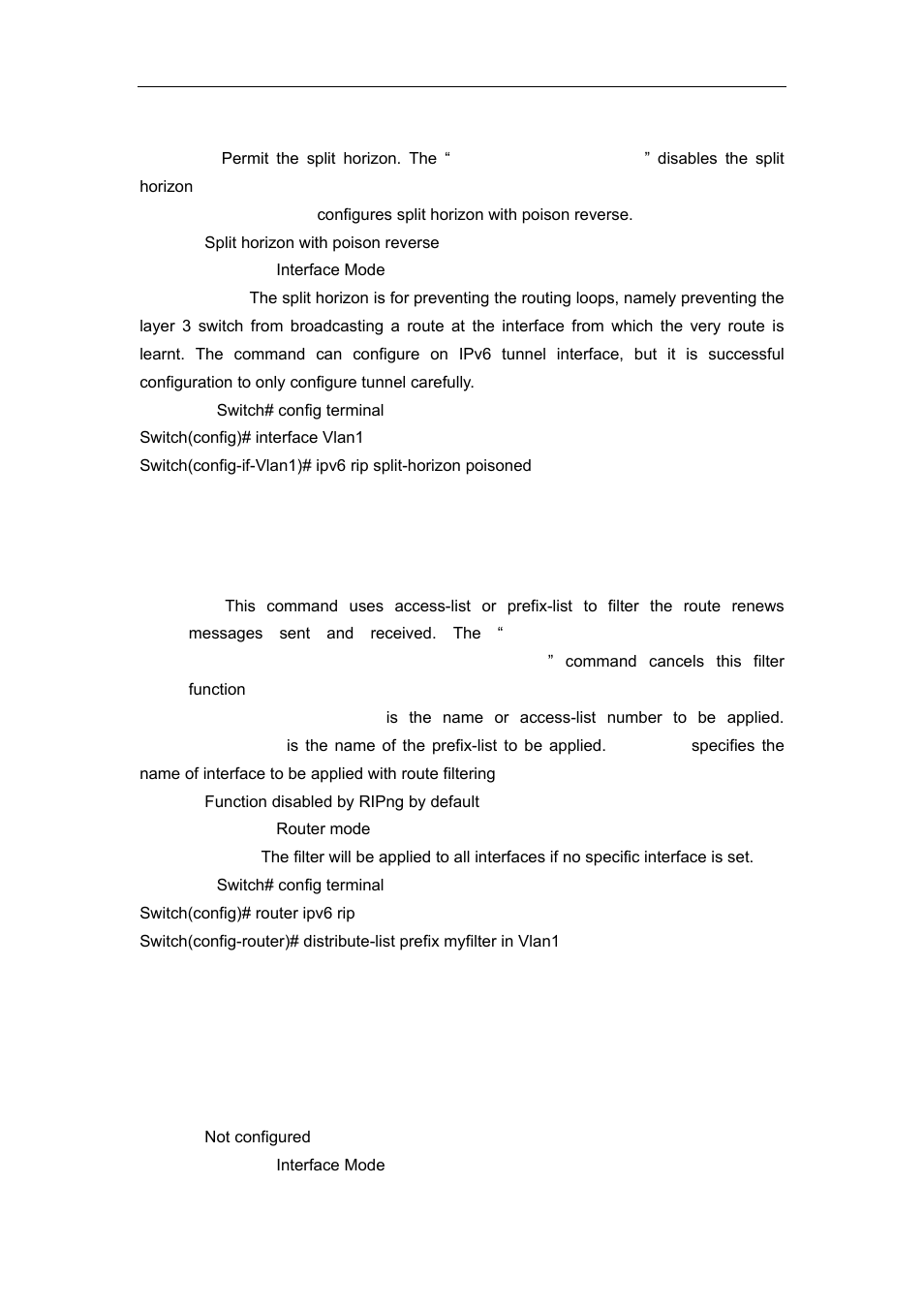 6 distribute-list, 7 ipv6 router rip | Accton Technology ES4626 User Manual | Page 428 / 853