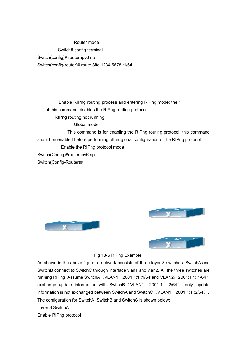 13 router ipv6 rip, 4 ripng configuration examples | Accton Technology ES4626 User Manual | Page 431 / 853