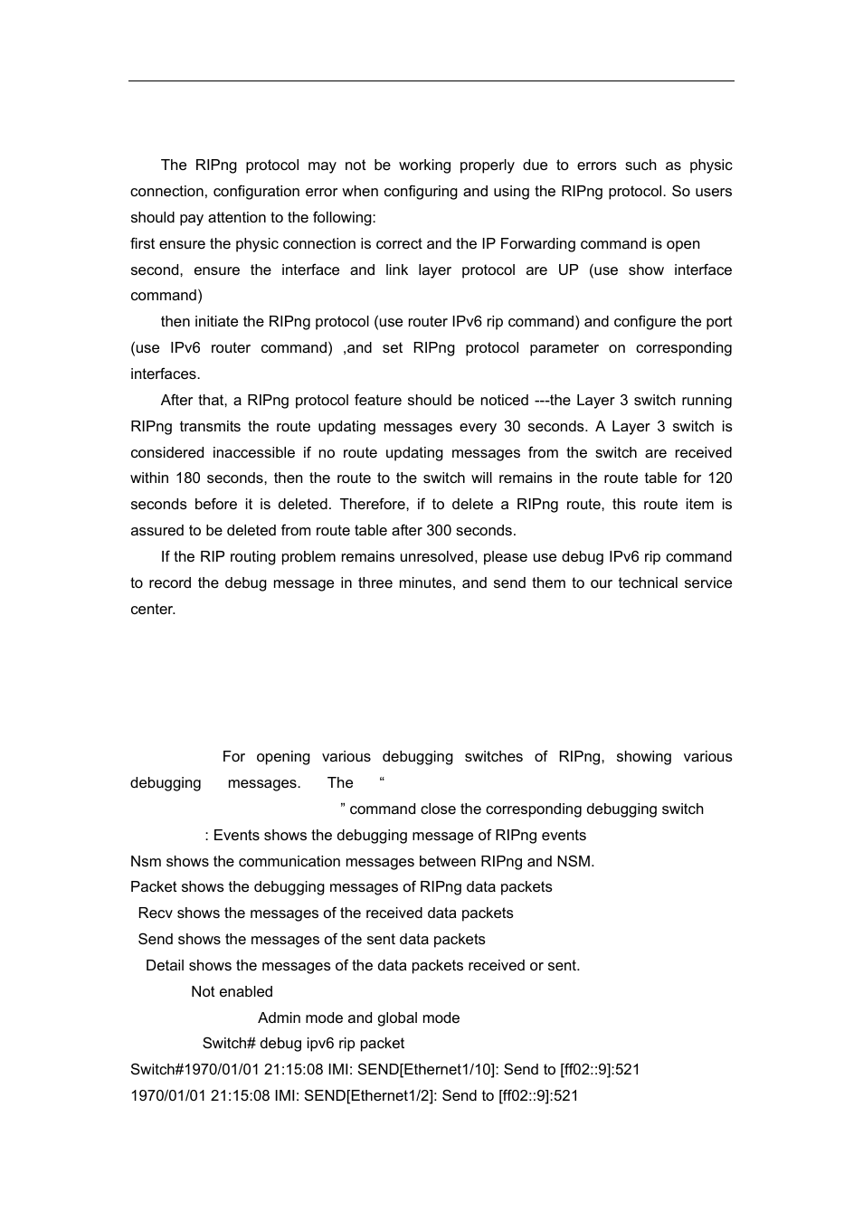 5 ripng troubleshooting, 1 commands for monitor and debug commands, 1 debug ipv6 rip | Accton Technology ES4626 User Manual | Page 433 / 853